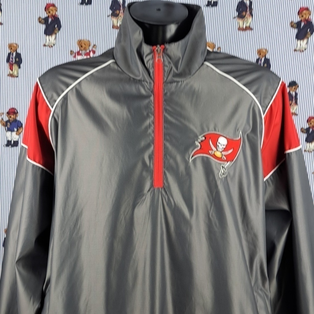 Tampa Bay Buccaneers embroidered pewter & red pullover windbreaker 2XL jacket